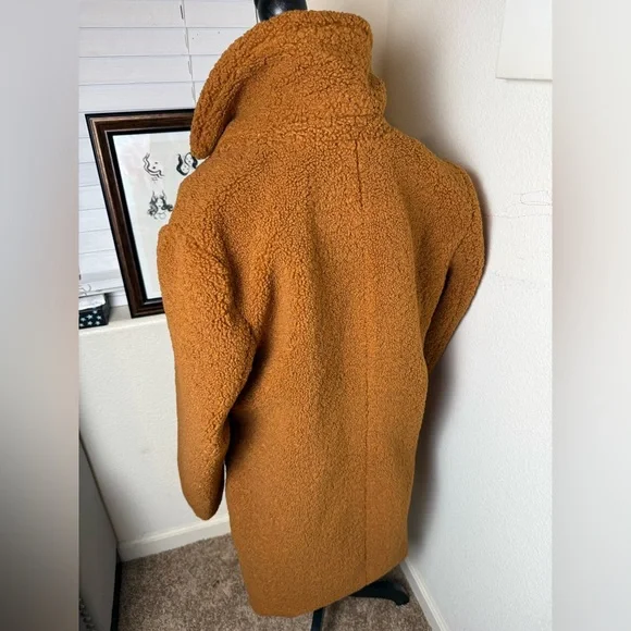French Connection Faux‎ Fur Walker Teddy Coat in Cognac - Picture 6 of 6